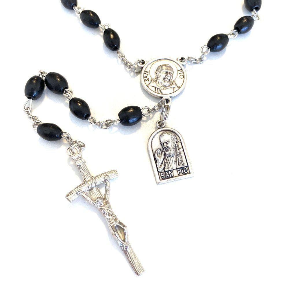 San Padre Pio Rosary Blessed By Pope w/ 2nd Class Free Relic -St. Father Pio | Catholically