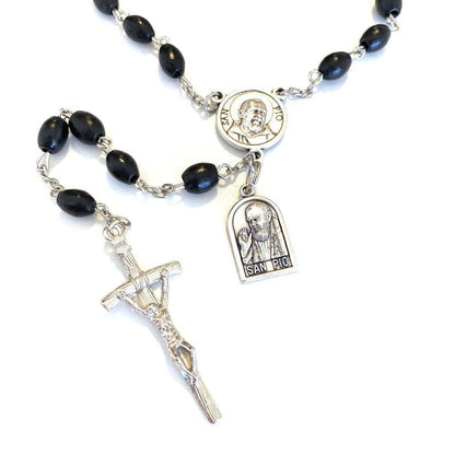 San Padre Pio Rosary Blessed By Pope w/ 2nd Class Free Relic -St. Father Pio | Catholically