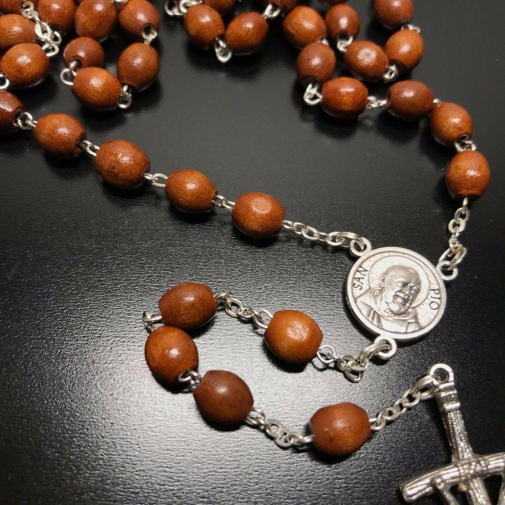 San Padre Pio Rosary Blessed By Pope w/ 2nd Class Free Relic - St. Father Pio | Catholically