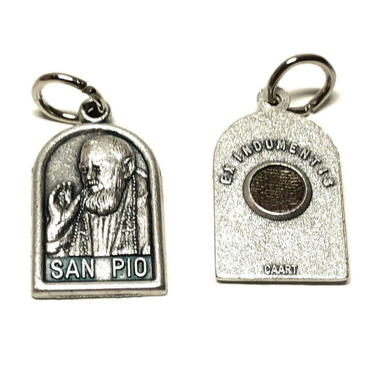 San Padre Pio Tiny Medal 2nd Class Free Relic - St. Father Pio Ex-Indumentis | Catholically