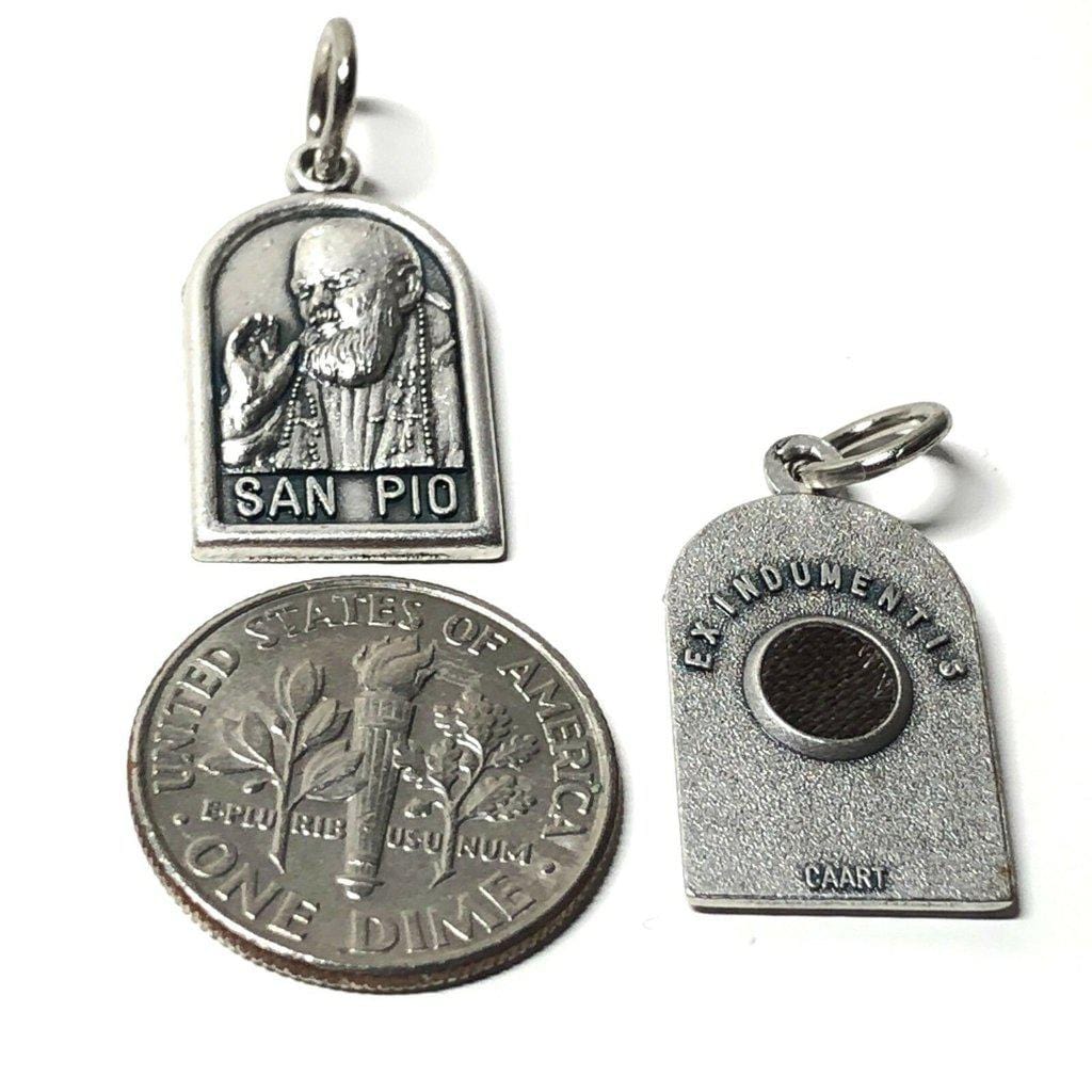 San Padre Pio Tiny Medal 2nd Class Free Relic - St. Father Pio Ex-Indumentis | Catholically