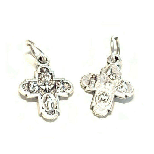 Set Of 2 Tiny Four Way Cross Rosary Parts - Crucifix -Blessed By Pope | Catholically