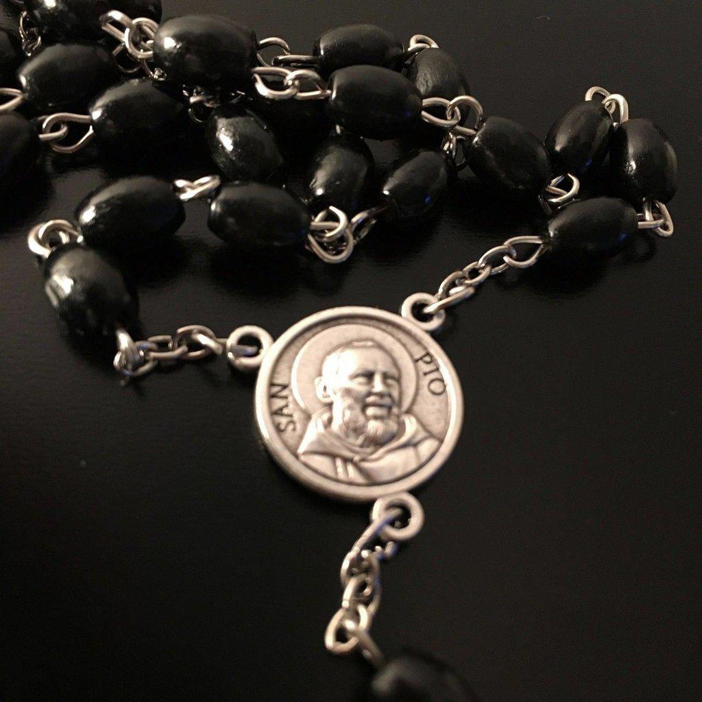 Set St. Padre Pio Relic Rosary + Saint Pio Holy Card w/ 2nd Class Relic Free | Catholically