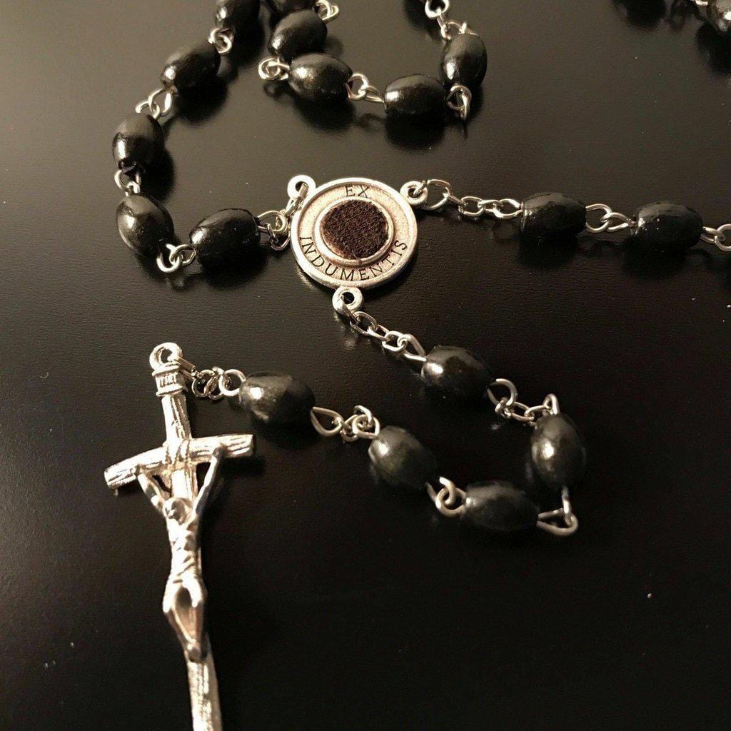 Set St. Padre Pio Relic Rosary + Saint Pio Holy Card w/ 2nd Class Relic Free | Catholically