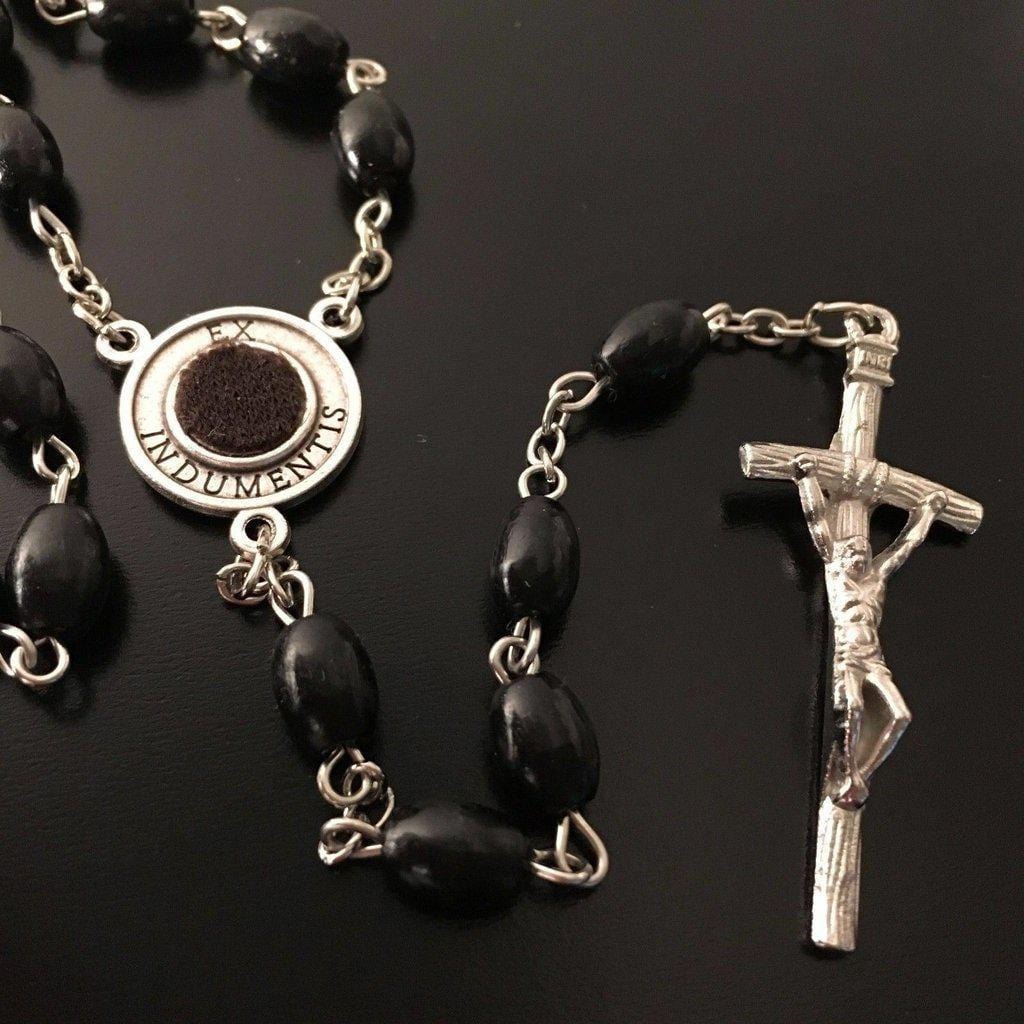 Set St. Padre Pio Relic Rosary + Saint Pio Holy Card w/ 2nd Class Relic Free | Catholically