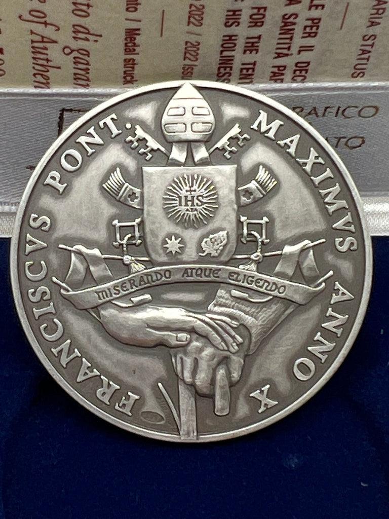 Silver Annual Papal Medal - Year 10 - 2022 Pope Francis Pontificate | Catholically