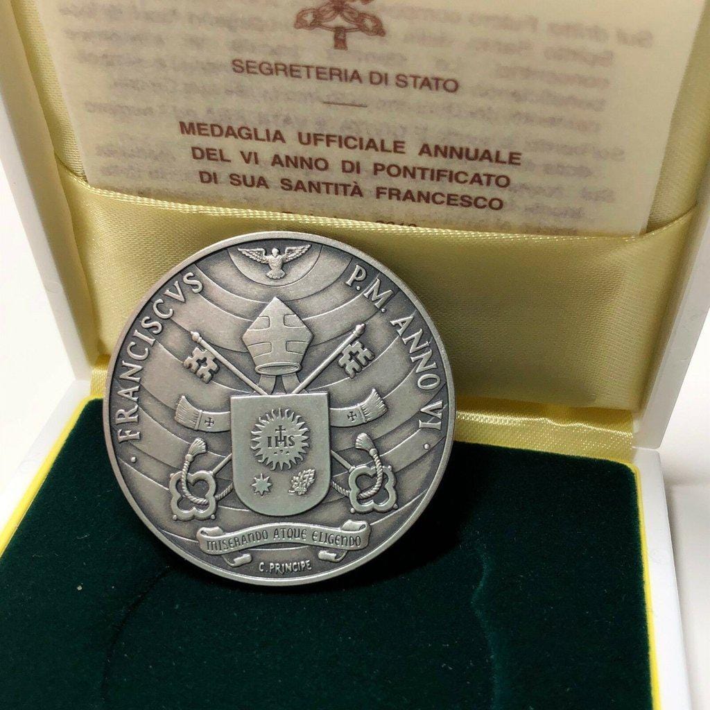 Silver Annual Papal Medal - Year 6 - 2018 Pope Francis Pontificate | Catholically