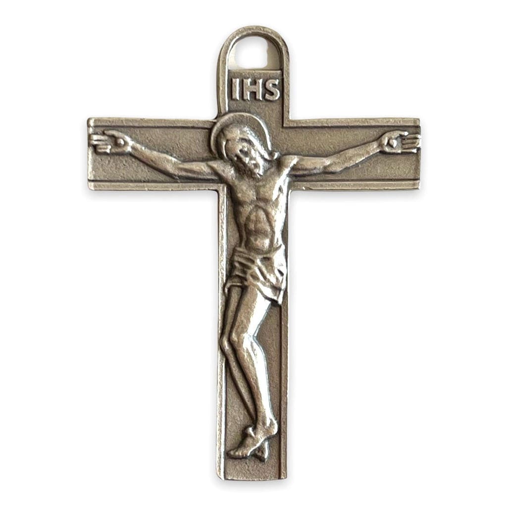 Silver Tone Cross - Jesus Crucifix - Blessed by Pope | Catholically