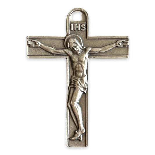 Silver Tone Cross - Jesus Crucifix - Blessed by Pope | Catholically