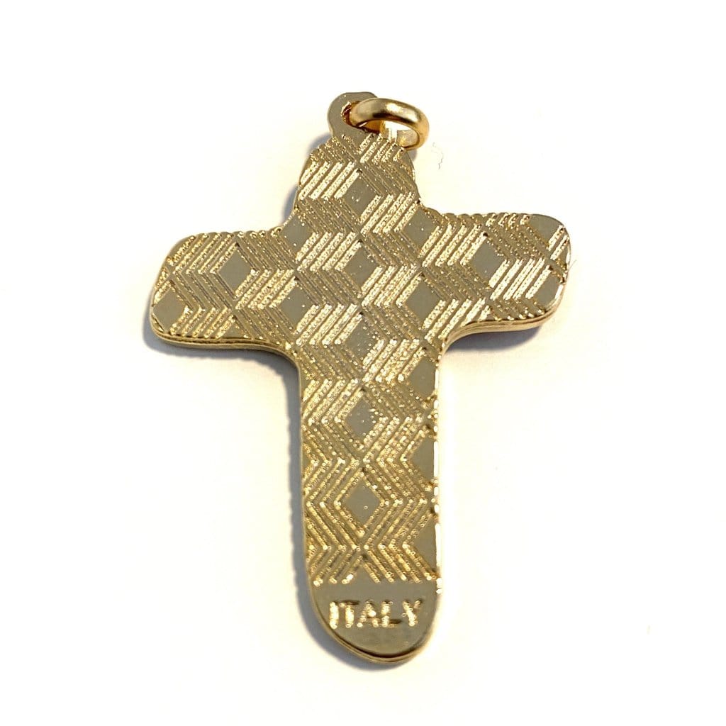 Sorrowful Mother Pectoral Cross - 1" 3/4 Blue Crucifix - Blessed By Pope - Parts | Catholically