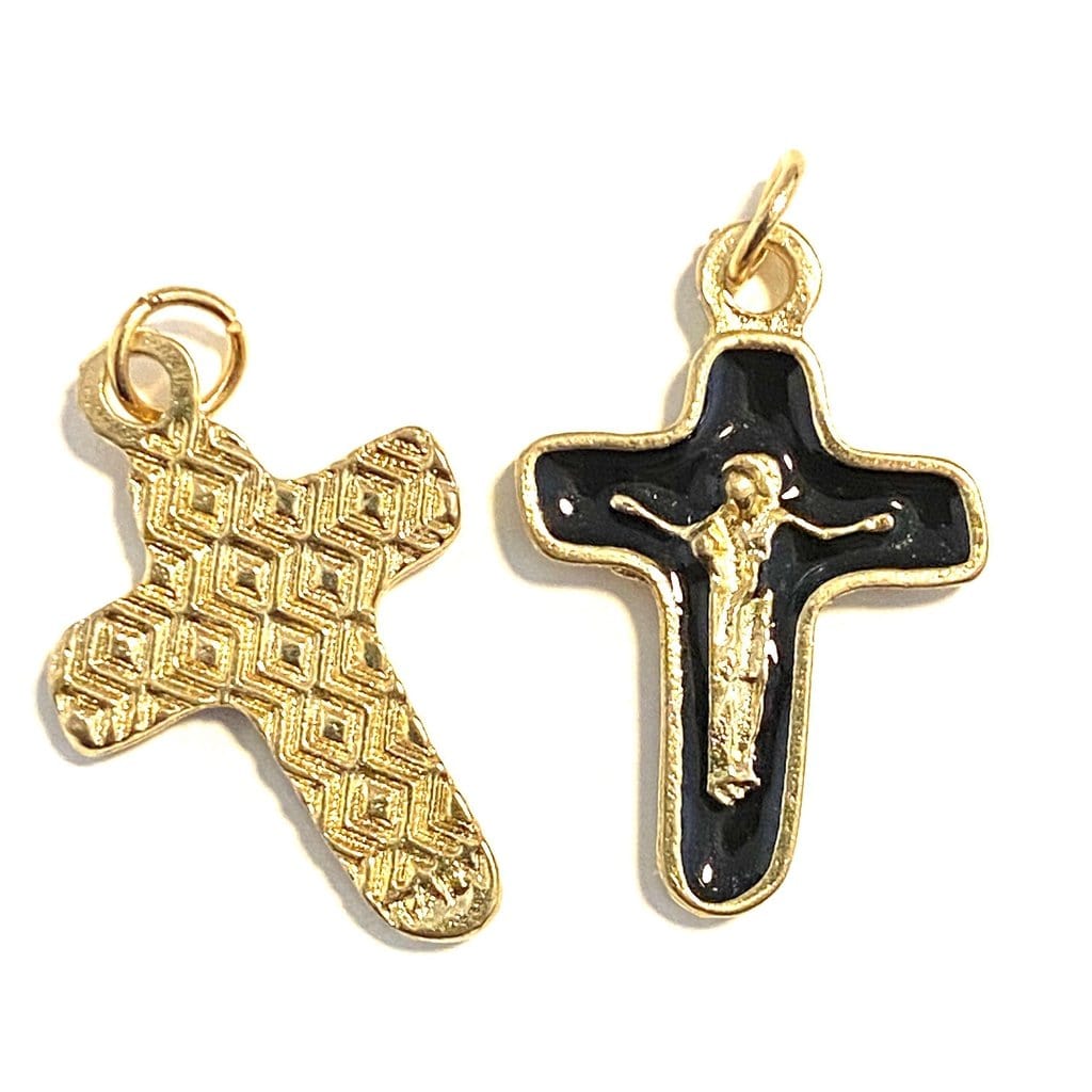 Sorrowful Mother Pectoral Cross - 1" Small Crucifix - Blessed By Pope - Parts | Catholically