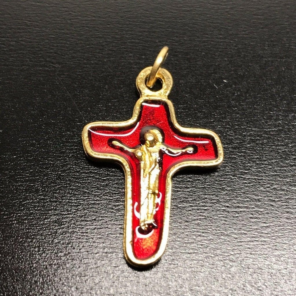 Sorrowful Mother Pectoral Cross - 1" Small Crucifix - Blessed By Pope - Parts | Catholically