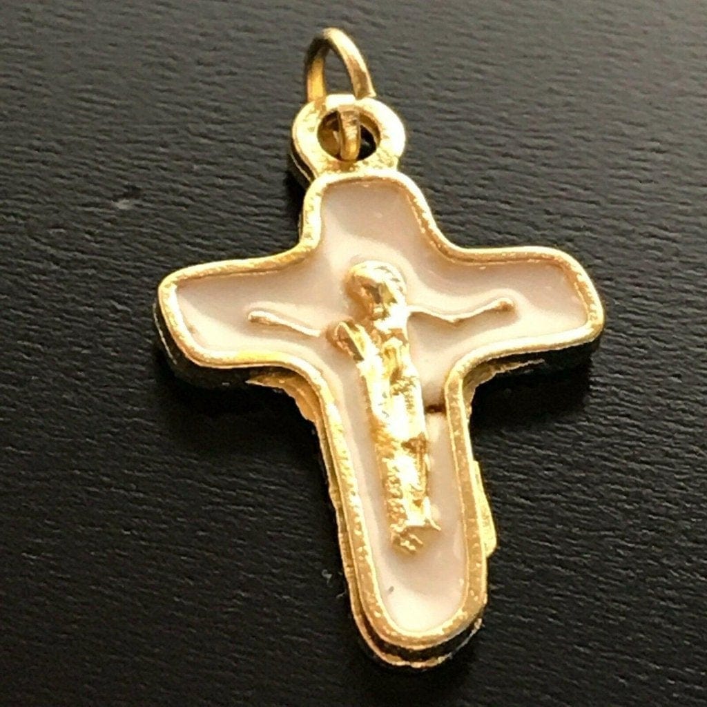 Sorrowful Mother Pectoral Cross - 1" Small Crucifix - Blessed By Pope - Parts | Catholically