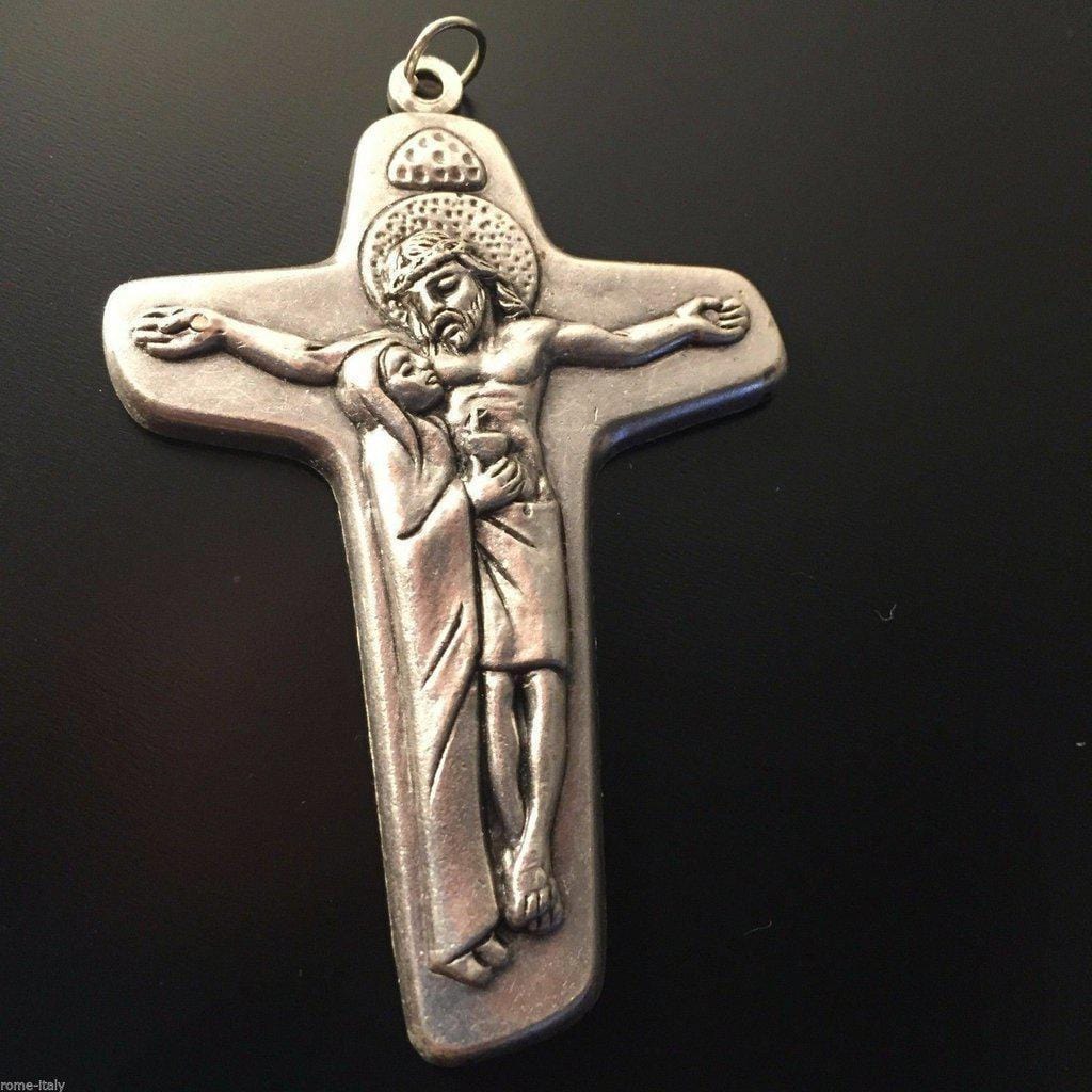 3" Sorrowful Mother Pectoral Cross - Crucifix - Blessed by Pope On Rqst | Catholically