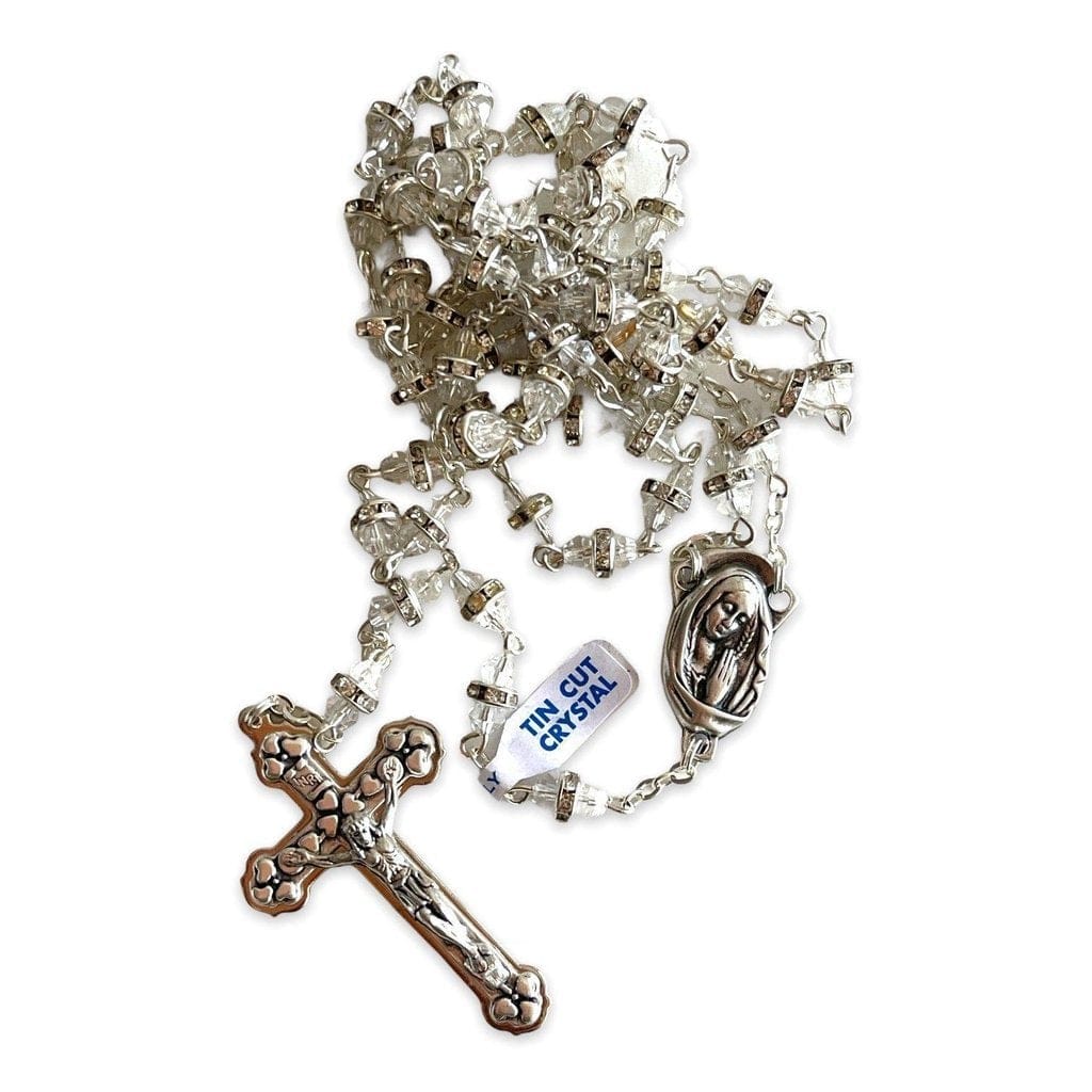 Sparkling Crystal Rosary - Rhinestone - Blessed By Pope | Catholically