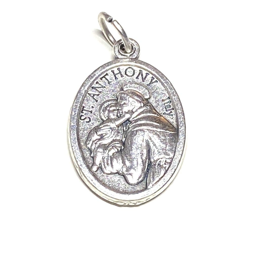 St. Anthony Silver Oxidized Medal Pendant - Blessed By Pope | Catholically