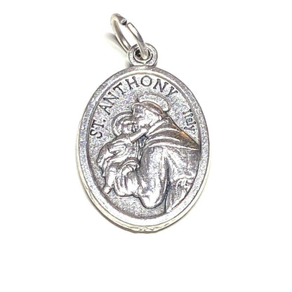 St. Anthony Silver Oxidized Medal Pendant - Blessed By Pope | Catholically