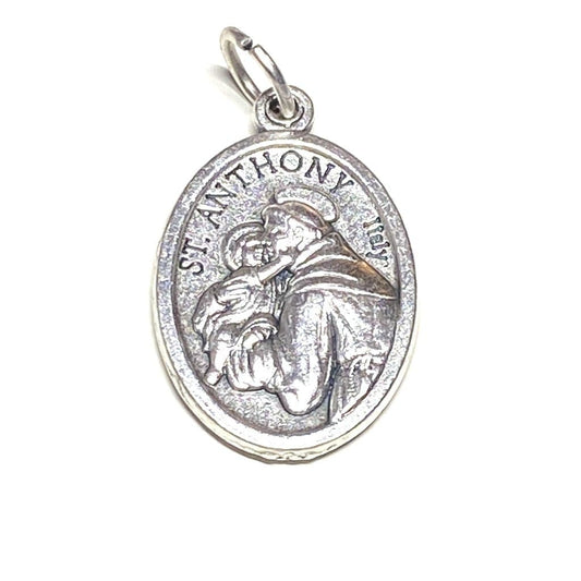 St. Anthony Silver Oxidized Medal Pendant - Blessed By Pope | Catholically