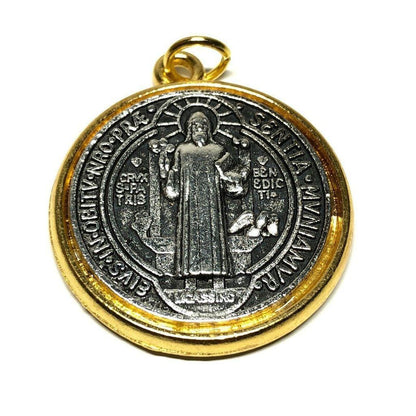 St Benedict 1 1/4" Dual Color Medal Pendant -Exorcism - Blessed By Pope | Catholically