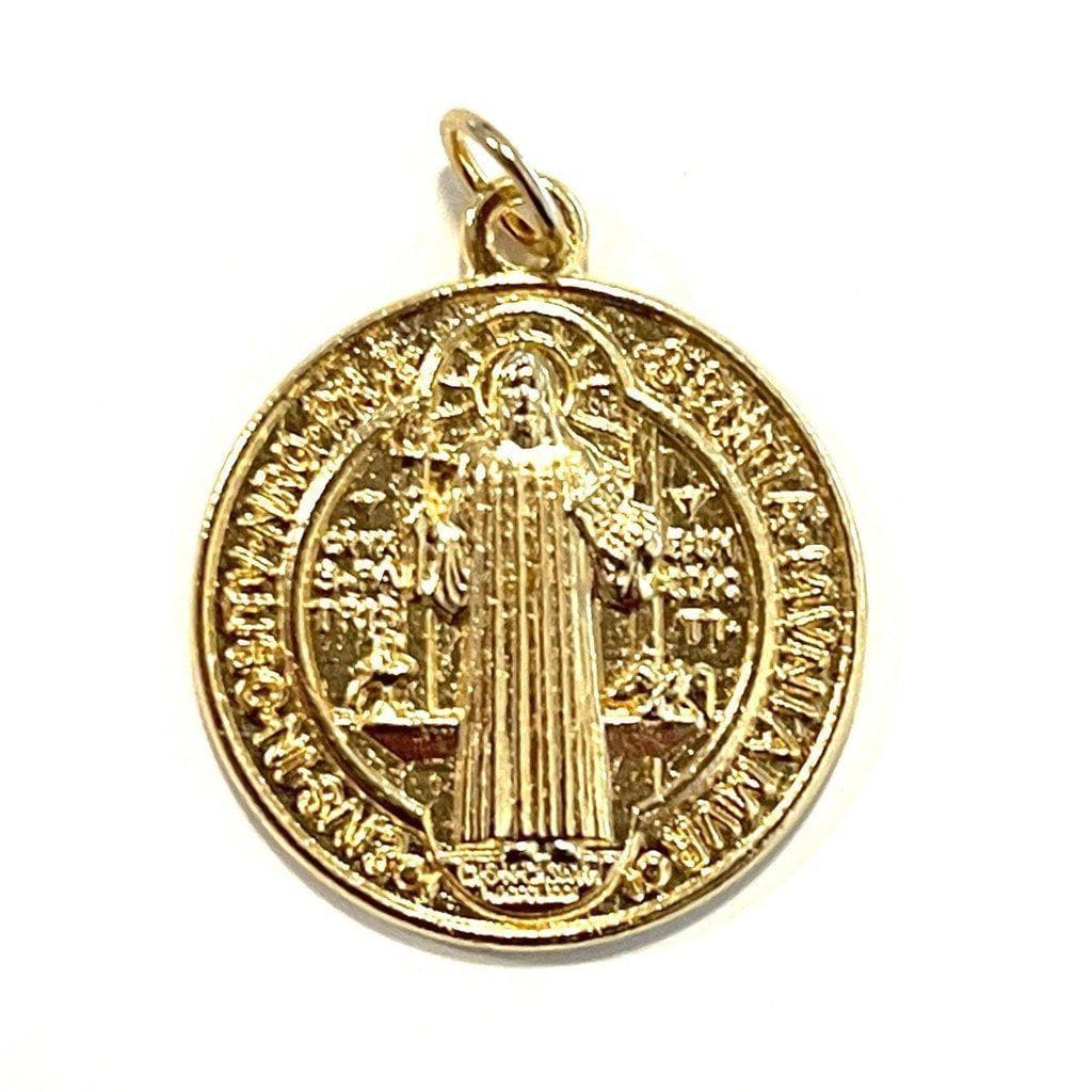 St Benedict 1" gold-tone Medal -  Catholic Pendant - Exorcism - Blessed | Catholically
