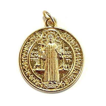 St Benedict 1" gold-tone Medal -  Catholic Pendant - Exorcism - Blessed | Catholically