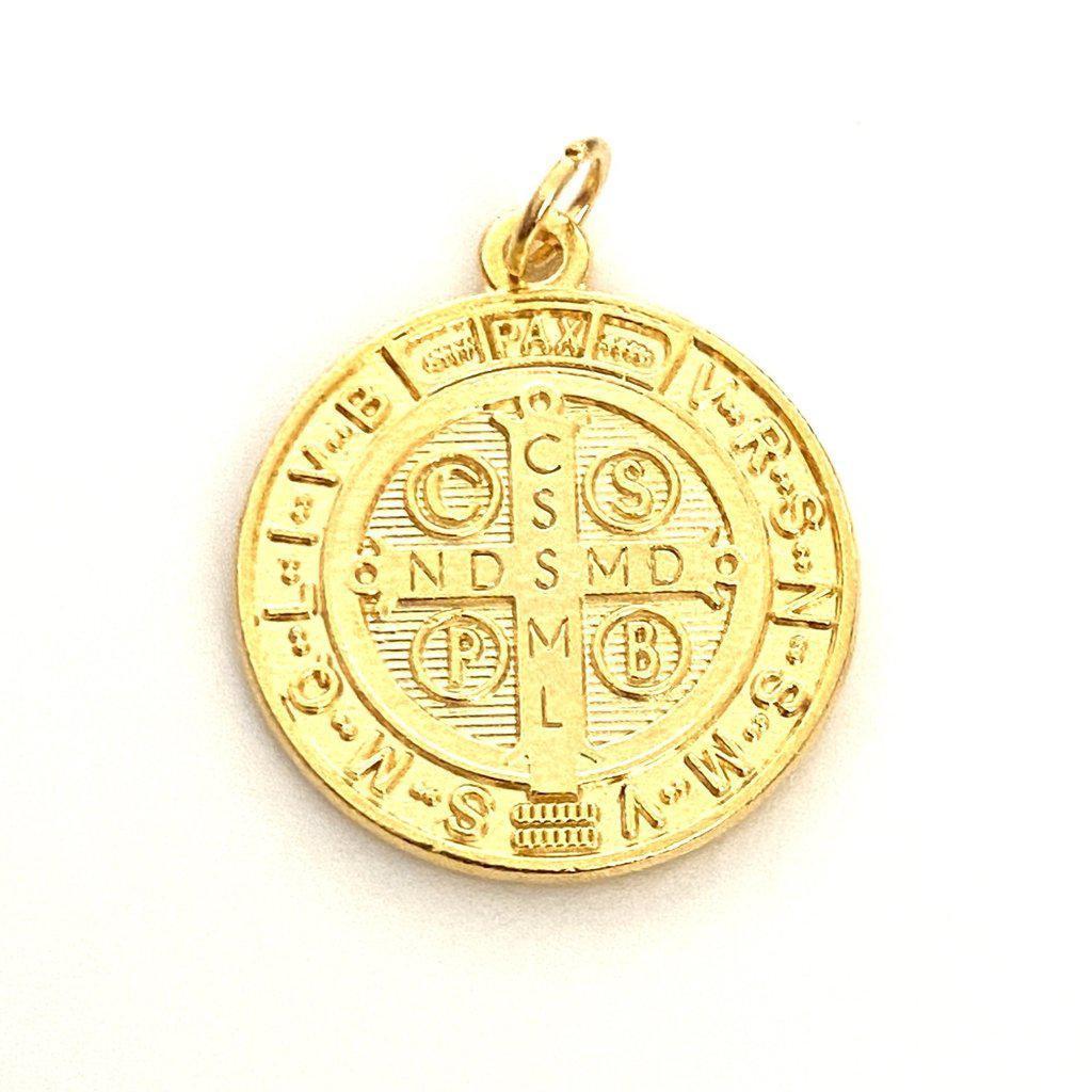 St Benedict 1" gold-tone Medal -  Catholic Pendant - Exorcism - Blessed | Catholically