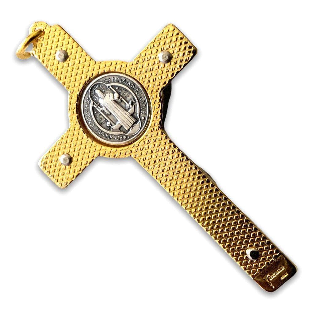 St. Benedict 2" 1/4 Pearl Crucifix - Exorcism - Cross - Blessed - San Benito | Catholically