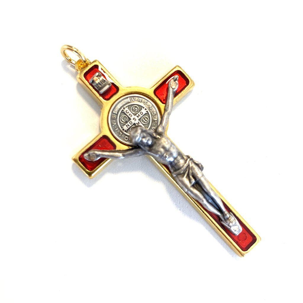 St. Benedict 2" 1/4 Red Crucifix - Exorcism - Cross - Blessed - San Benito | Catholically