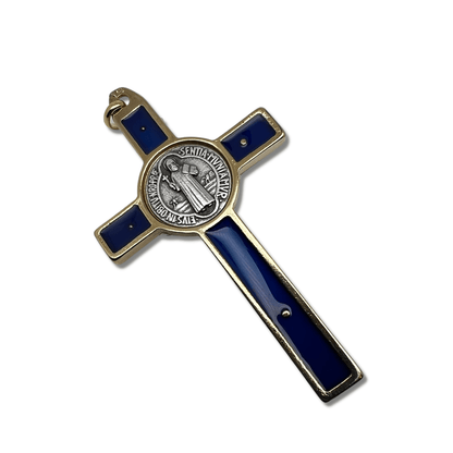 St. Benedict 3" Blue Crucifix - Exorcism - Cross Blessed By Pope - San Benito | Catholically