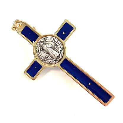 St. Benedict 3" Blue Crucifix - Exorcism - Cross Blessed By Pope - San Benito | Catholically