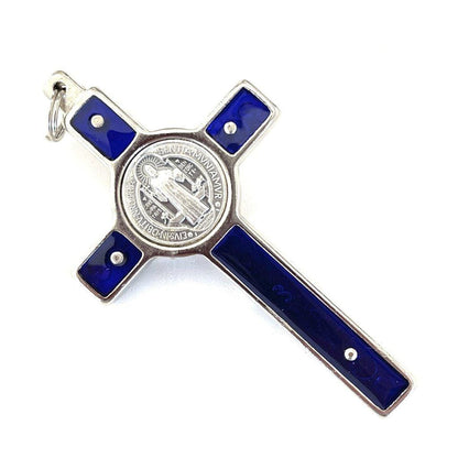 St. Benedict 3" Blue Crucifix - Exorcism - High Quality Cross Blessed By Pope | Catholically