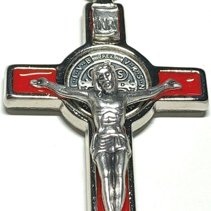 St. Benedict 3" Red Crucifix - Exorcism - Cross Blessed By Pope - San Benito | Catholically