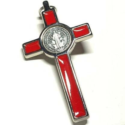 St. Benedict 3" Red Crucifix - Exorcism - Cross Blessed By Pope - San Benito | Catholically