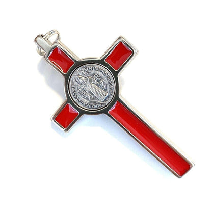 St. Benedict 3" Red Crucifix - Exorcism - Cross Blessed By Pope - San Benito | Catholically