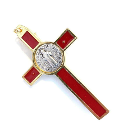 St. Benedict 3" Red Crucifix - Exorcism - Cross Blessed By Pope - San Benito | Catholically