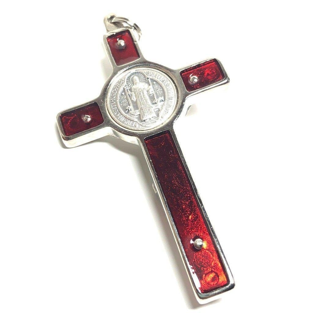 St. Benedict 3" Red Crucifix - Exorcism - High Quality Cross Blessed By Pope | Catholically