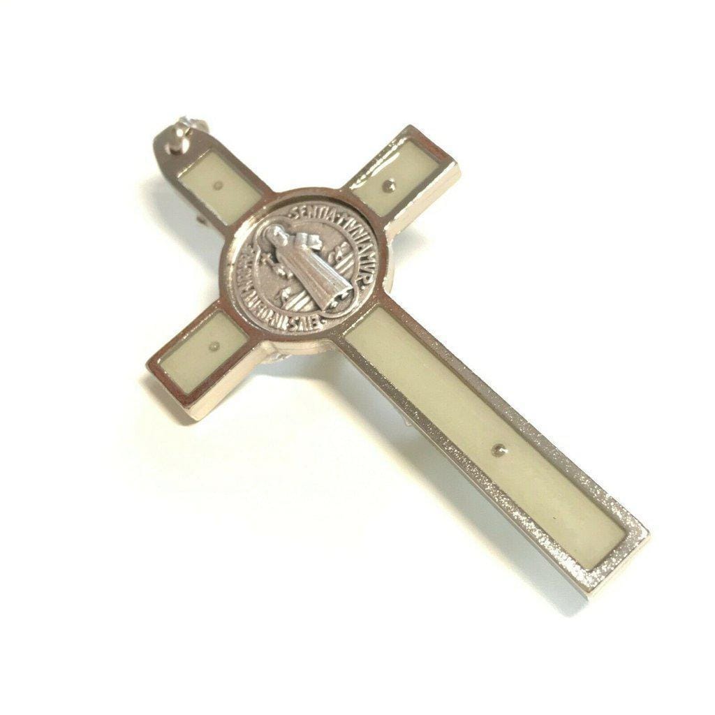 St. Benedict 3" White Glow In The Dark Crucifix - Exorcism -  Cross - Blessed | Catholically