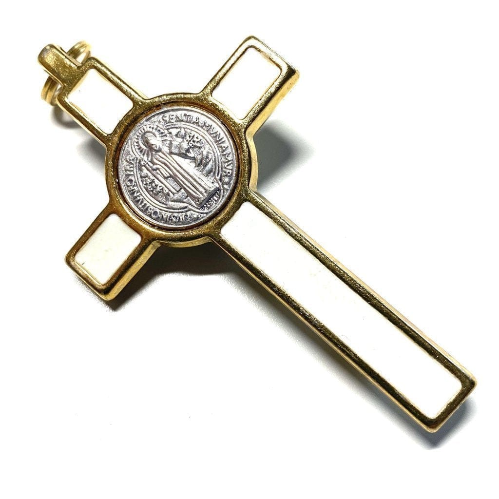 St. Benedict 3" White Glow In The Dark Crucifix - Exorcism Cross - Blessed | Catholically