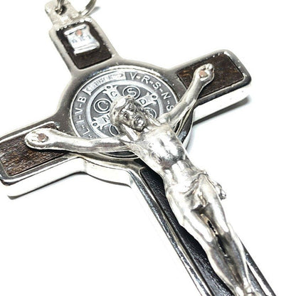 St. Benedict 3" Wood Crucifix - Exorcism -High Quality Cross Blessed By Pope | Catholically