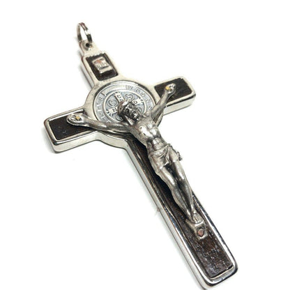 St. Benedict 3" Wood Crucifix - Exorcism -High Quality Cross Blessed By Pope | Catholically