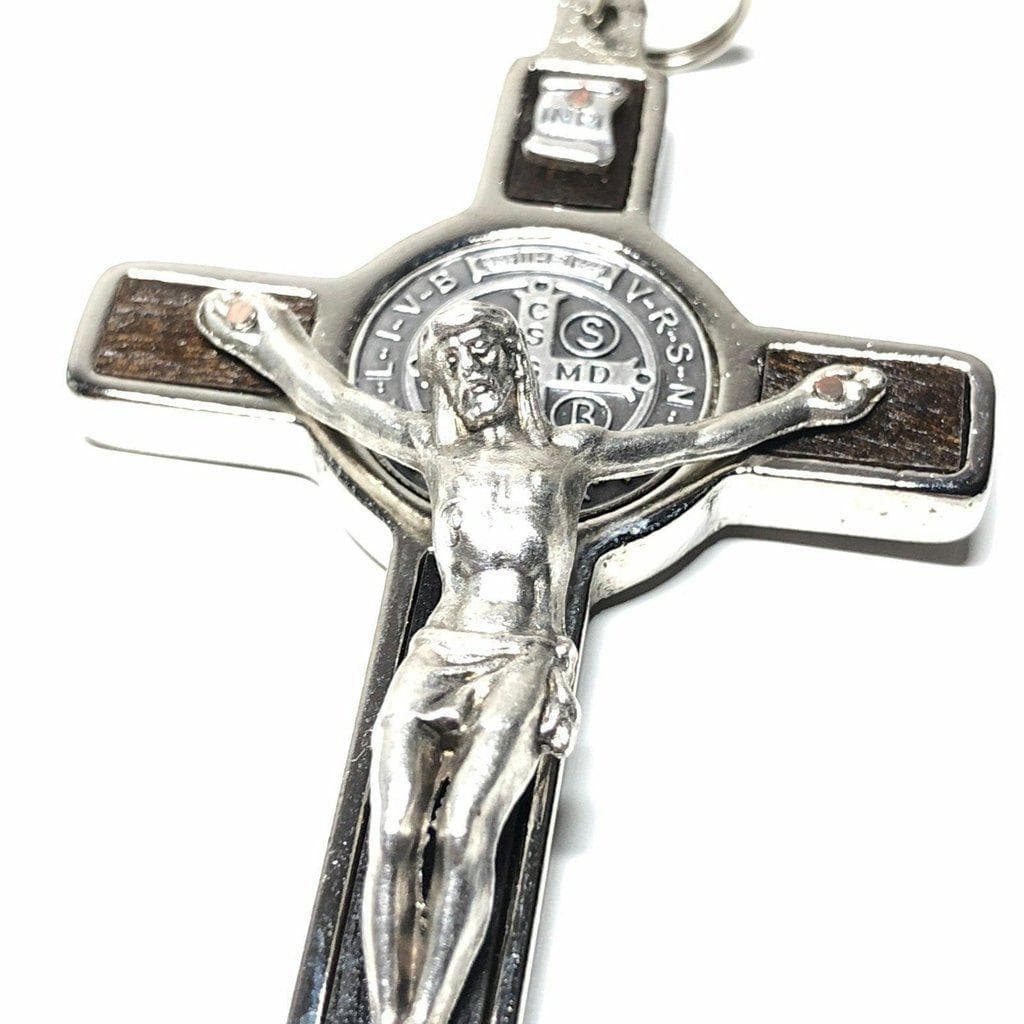 St. Benedict 3" Wood Crucifix - Exorcism -High Quality Cross Blessed By Pope | Catholically