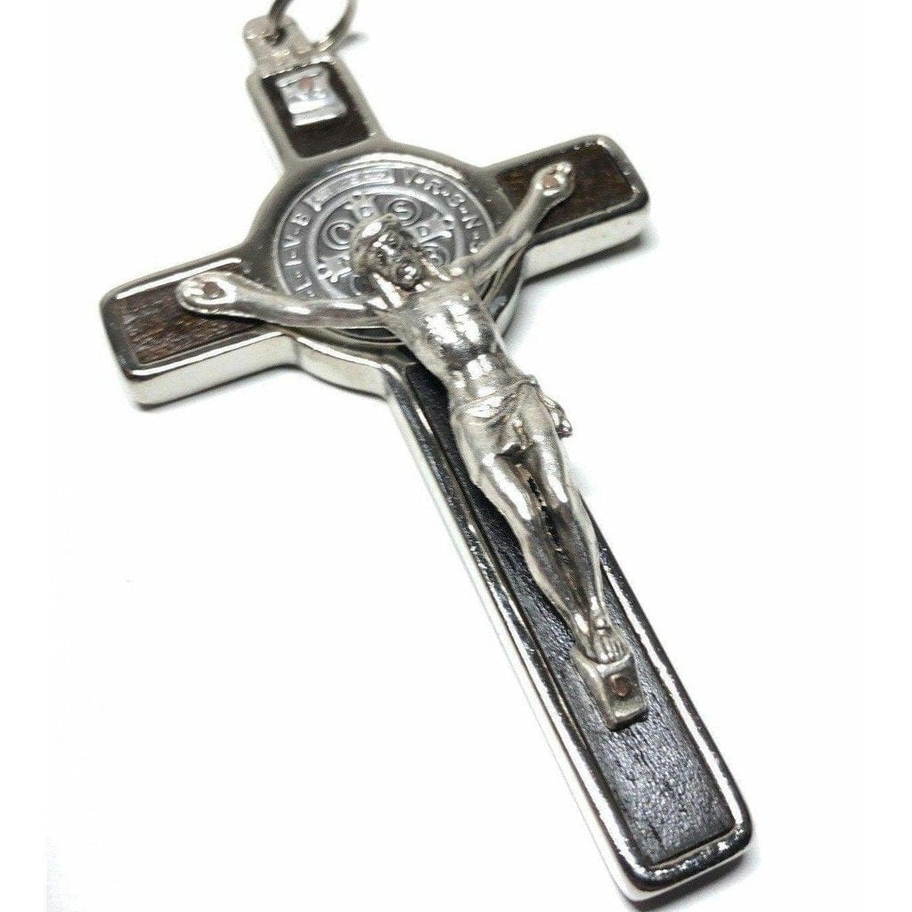 St. Benedict 3" Wood Crucifix - Exorcism -High Quality Cross Blessed By Pope | Catholically
