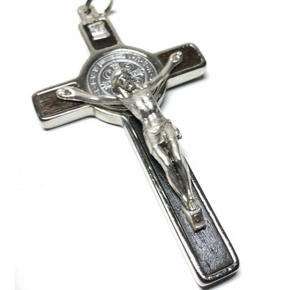St. Benedict 3" Wood Crucifix - Exorcism -High Quality Cross Blessed By Pope | Catholically