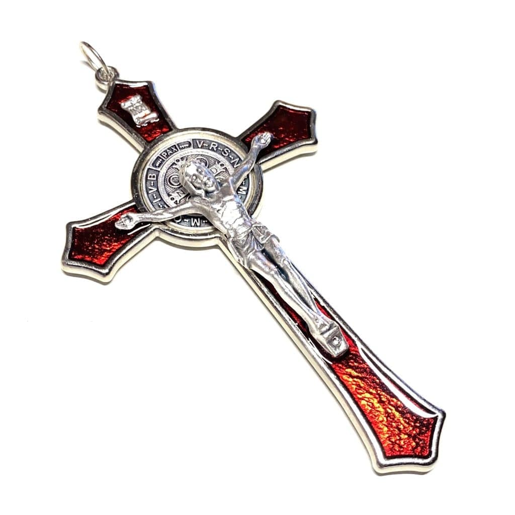 St. Benedict 4" 1/4 Red Crucifix Exorcism Cross - Blessed By Pope | Catholically