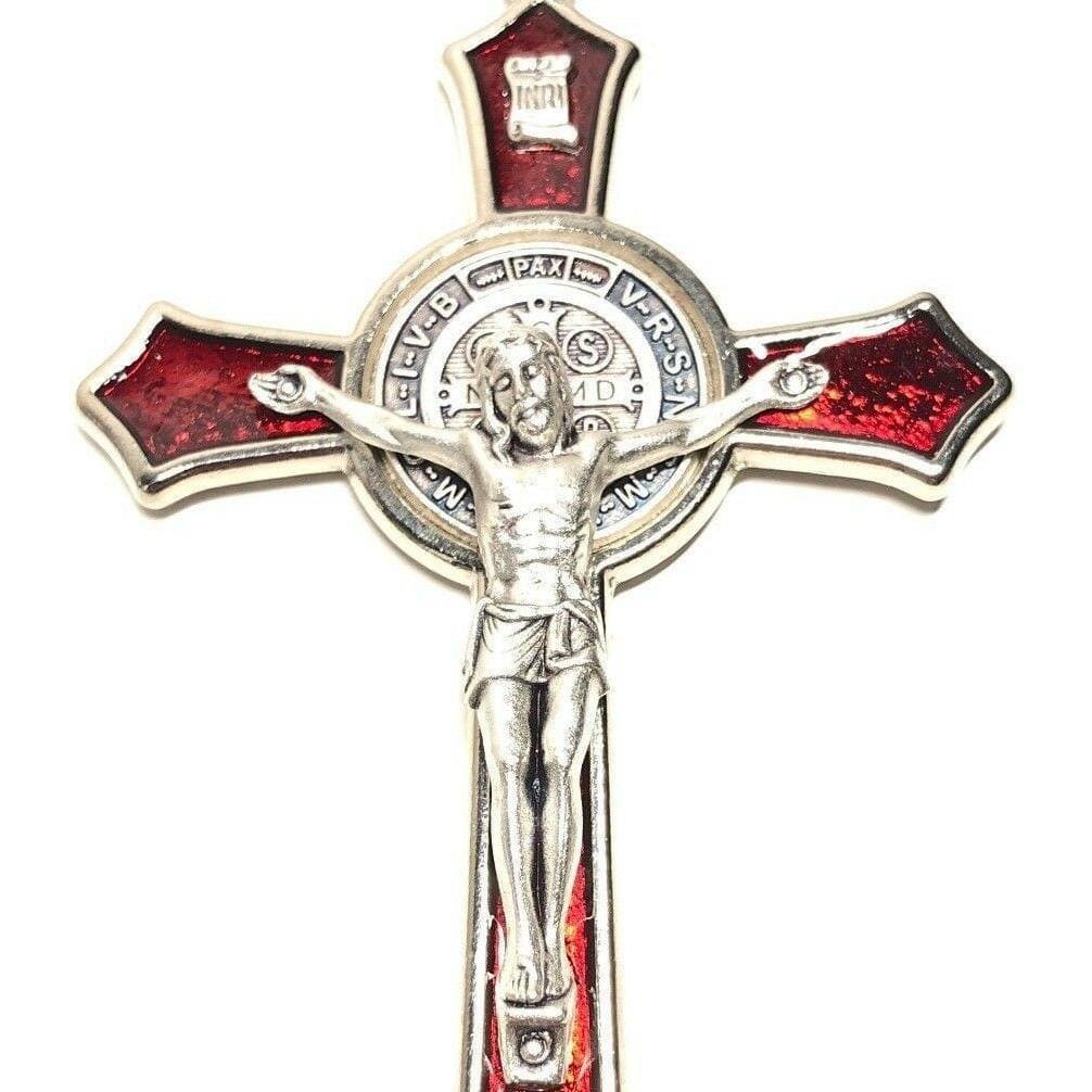 St. Benedict 4" 1/4 Red Crucifix Exorcism Cross Blessed By Pope -San Benito | Catholically