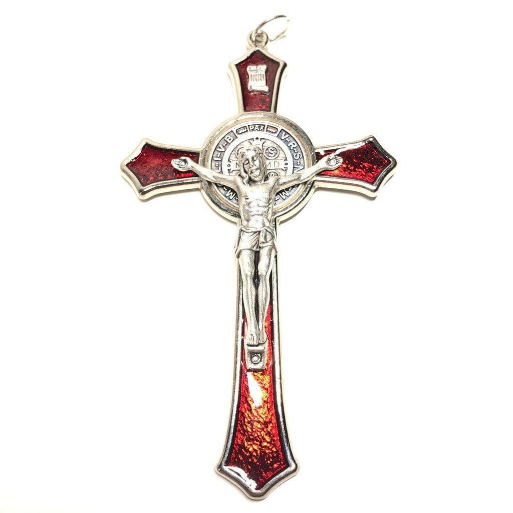 St. Benedict 4" 1/4 Red Crucifix Exorcism Cross Blessed By Pope -San Benito | Catholically