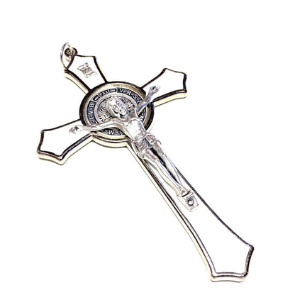 St. Benedict 4" 1/4 White Crucifix Exorcism Cross - Blessed By Pope | Catholically