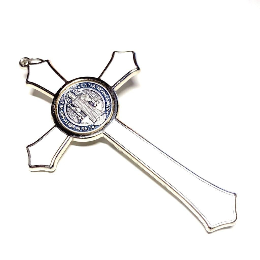 St. Benedict 4" 1/4 White Crucifix Exorcism Cross - Blessed By Pope | Catholically