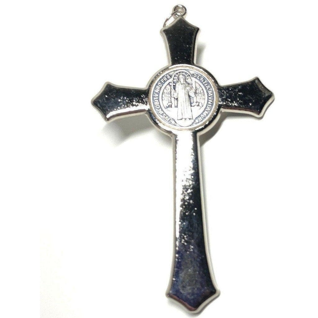 St. Benedict 4" 1/4 White Crucifix Exorcism Cross Blessed By Pope -San Benito | Catholically
