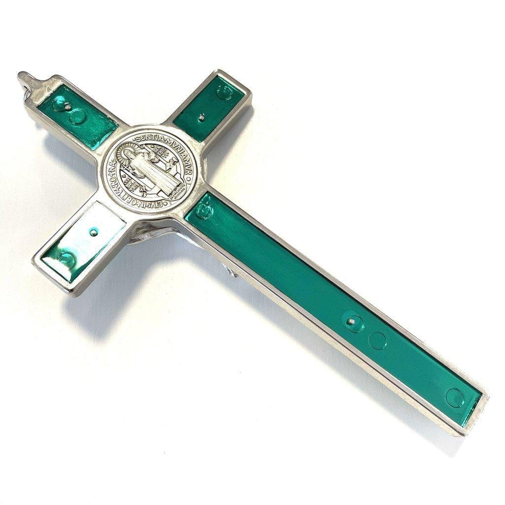 St. Benedict 6 1/4" Green Crucifix - Exorcism - Cross Blessed By Pope | Catholically